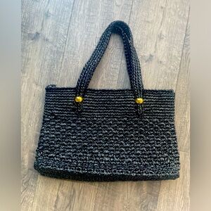 Vintage • Woven • Purse • Black with Brass